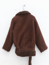 OUDE WAAG 25 Fall/Winter Teddy/Wool Patchwork Oversized Coat OW-OW-25AW-CT07W1BR440-KAFEI Coffee